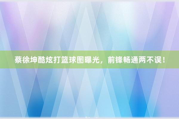 蔡徐坤酷炫打篮球图曝光，前锋畅通两不误！